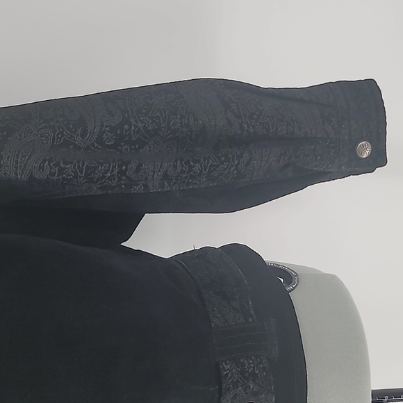 Wilson's Leather Jacket Black Suede With Paisley Print #4 - Picture 8 of 11
